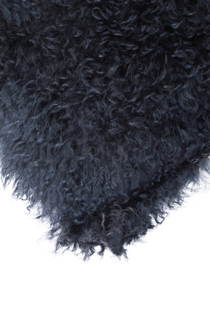 Bosie Real Mongolian Fur Black Rectangular Cushion - Image 6