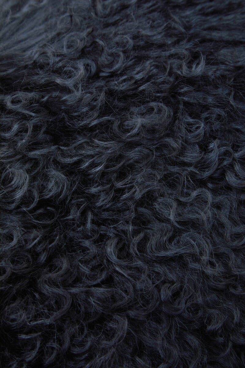 Bosie Real Mongolian Fur Black Rectangular Cushion - Image 7