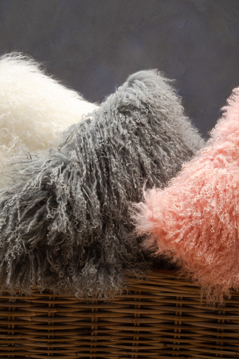 Bosie Real Mongolian Fur Pink Square Cushion - Image 4