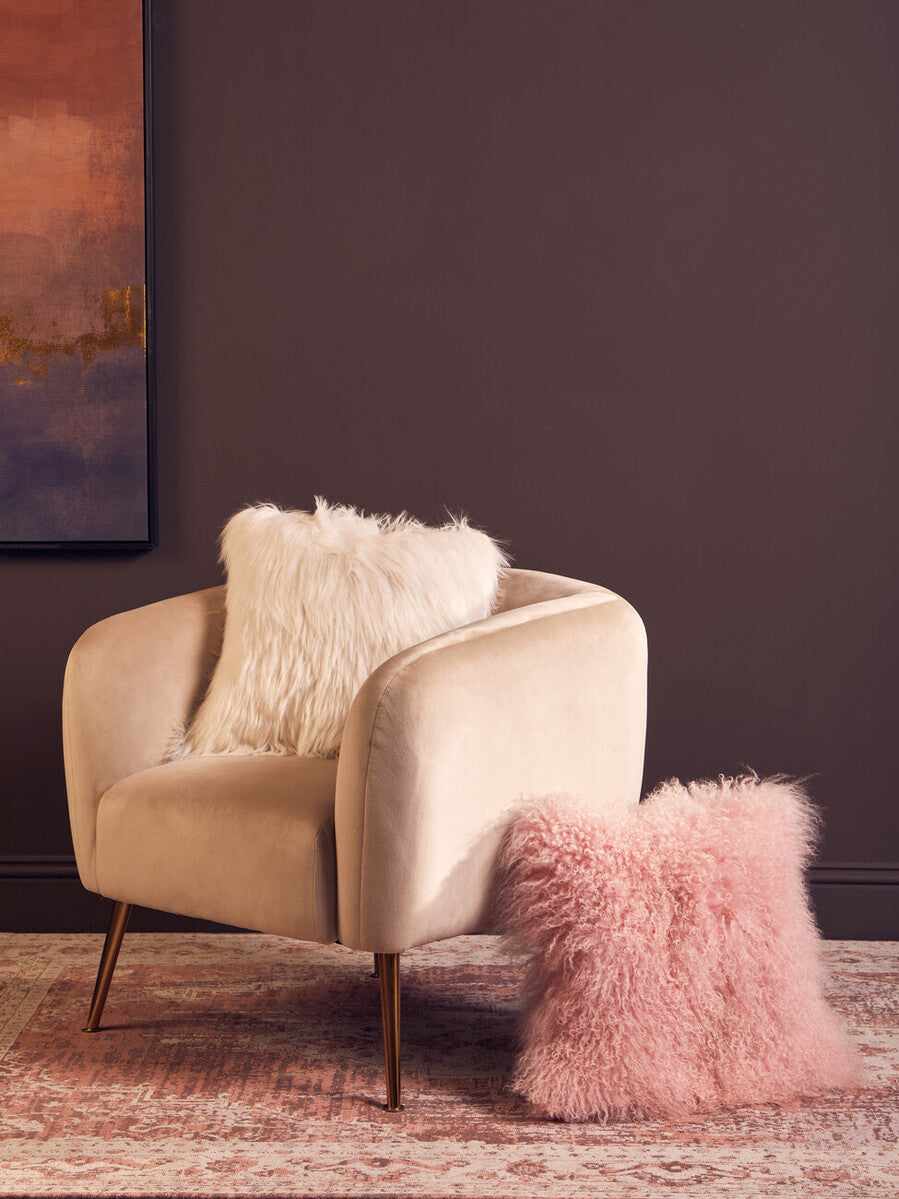 Bosie Real Mongolian Fur Pink Square Cushion - Image 6