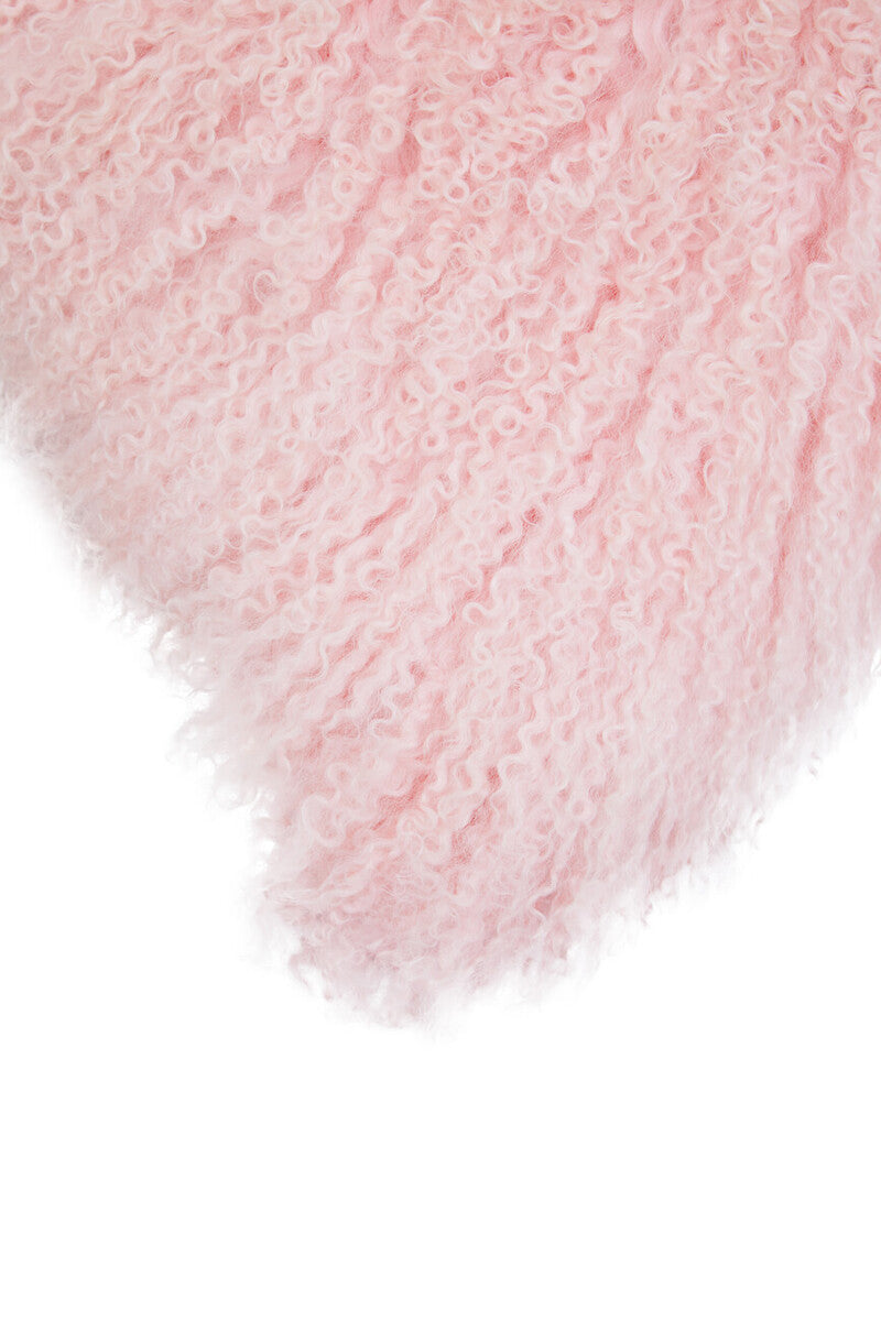 Bosie Real Mongolian Fur Pink Square Cushion - Image 8