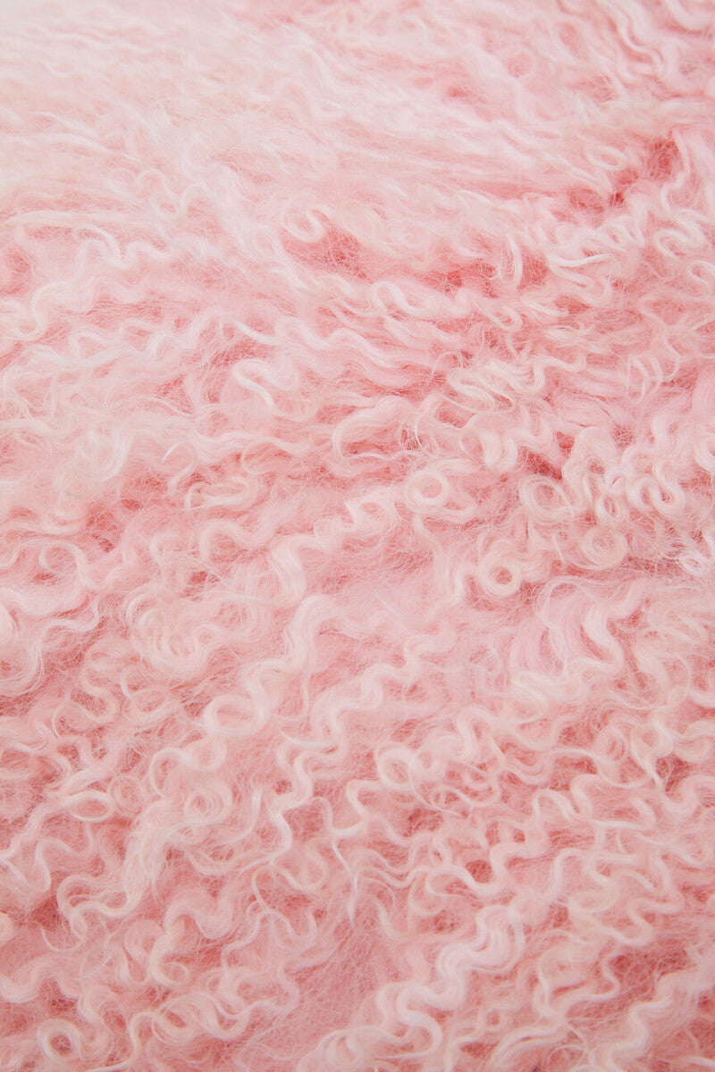 Bosie Real Mongolian Fur Pink Square Cushion - Image 9
