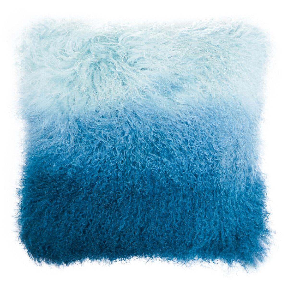 Bosie Real Mongolian Fur Blue Ombre Square Cushion - Image 3