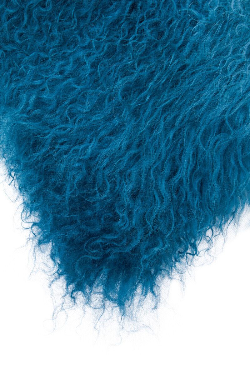 Bosie Real Mongolian Fur Blue Ombre Square Cushion