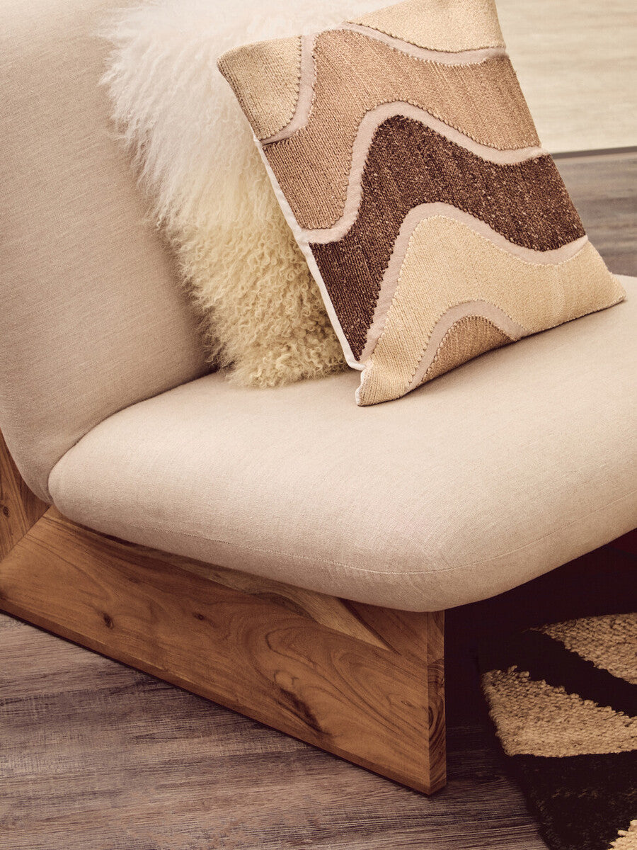 Bosie Real Mongolian Fur Natural Ombre Square Cushion