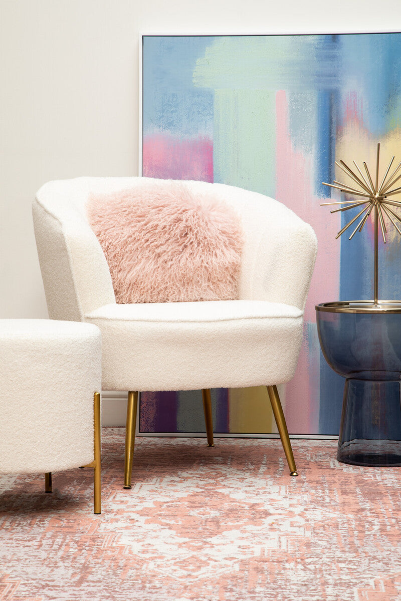 Bosie Real Mongolian Fur Pink Round Cushion - Image 5