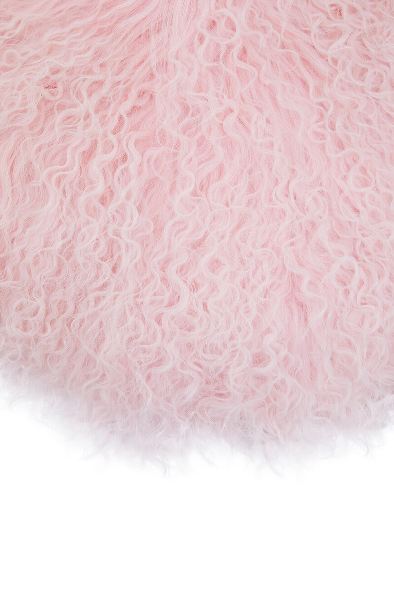 Bosie Real Mongolian Fur Pink Round Cushion - Image 12