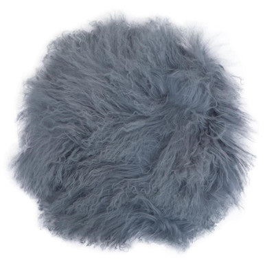 Bosie Real Mongolian Fur Grey Round Cushion - Image 1