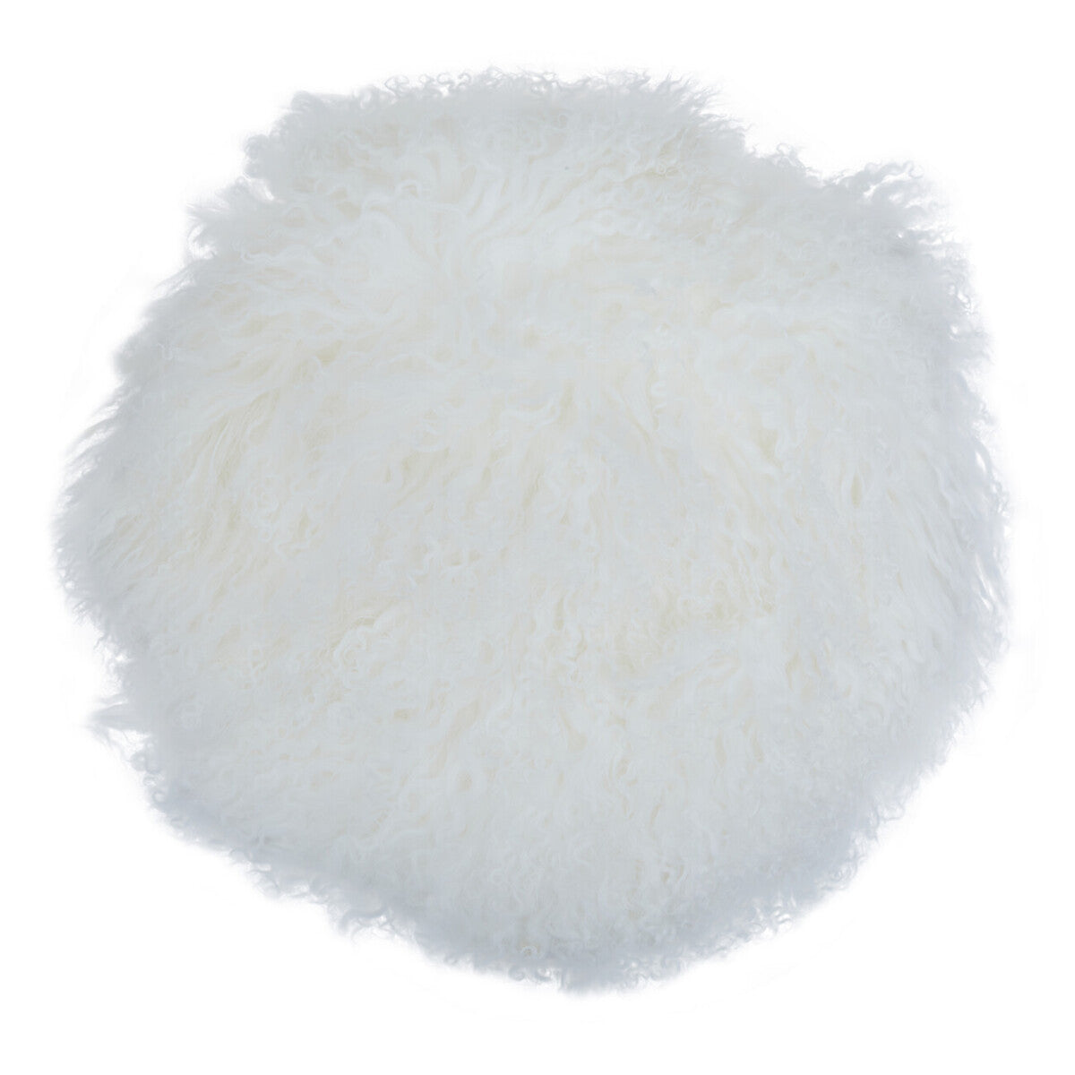 Bosie Real Mongolian Fur White Round Cushion - Image 1