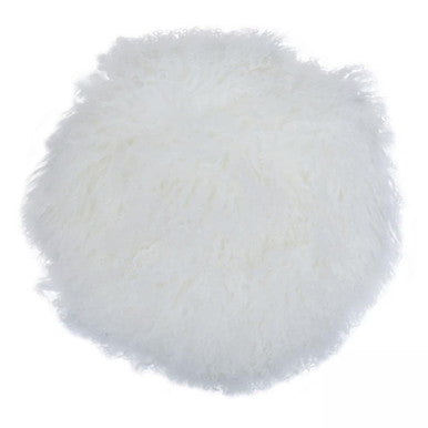 Bosie Mongolian Fur White Round Cushion