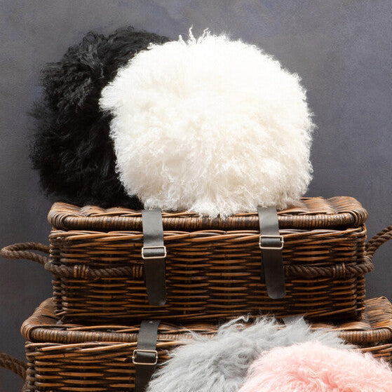 Bosie Real Mongolian Fur White Round Cushion - Image 2