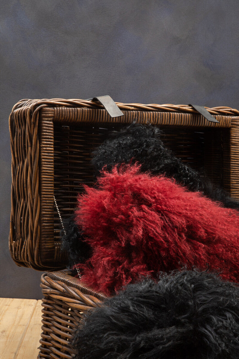 Bosie Real Mongolian Fur Black Round Cushion - Image 3