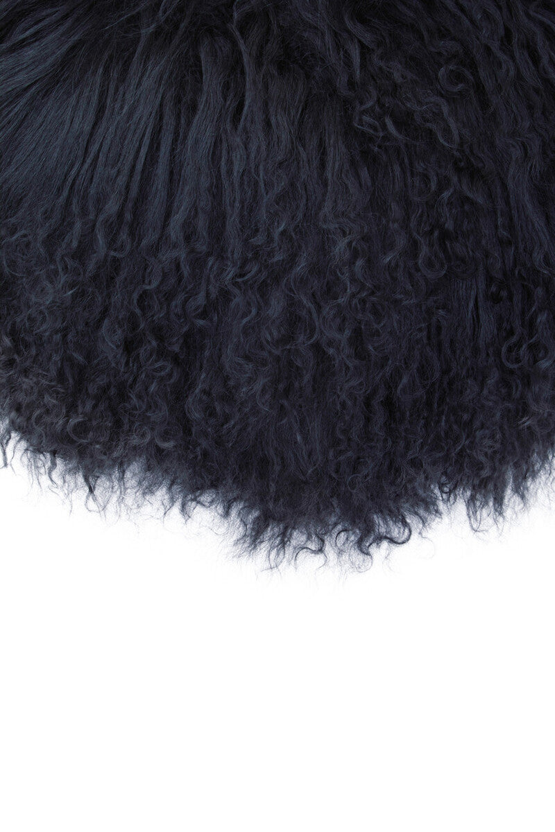 Bosie Real Mongolian Fur Black Round Cushion - Image 7