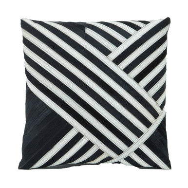 Bosie Safira Black and White Hair on Leather Cushion - Image 1