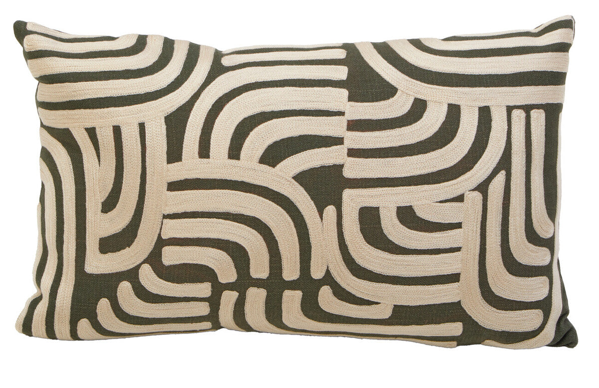 Bosie Ozella Natural And Green Rectangular Cushion - Image 1