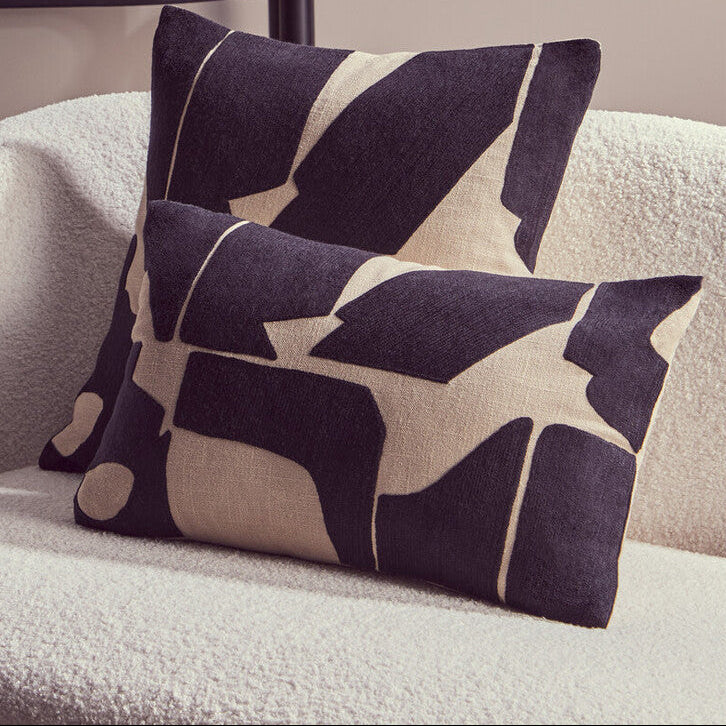 Bosie Ozella Rectangular Natural and Black Cushion - Image 2