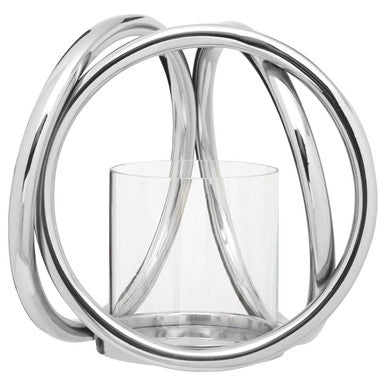 Aura Small Silver Finish Candle Holder