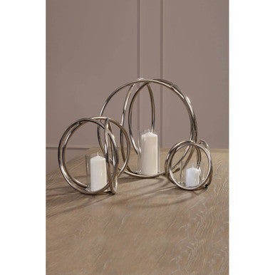 Aura Small Silver Finish Candle Holder