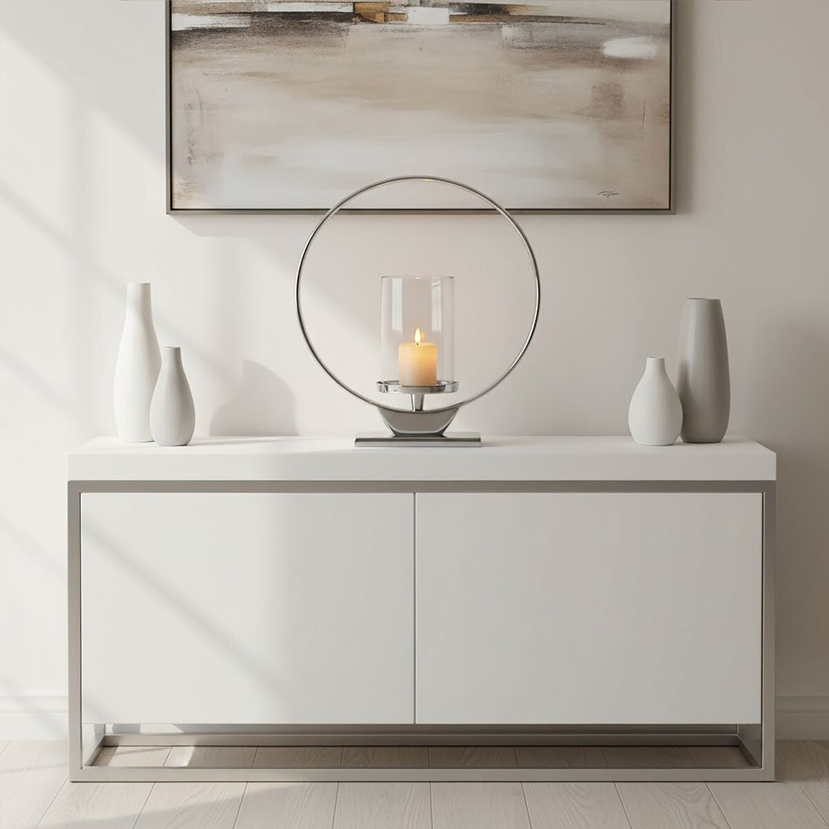 Cirqua Medium Silver Finish Candle Holder - Image 2