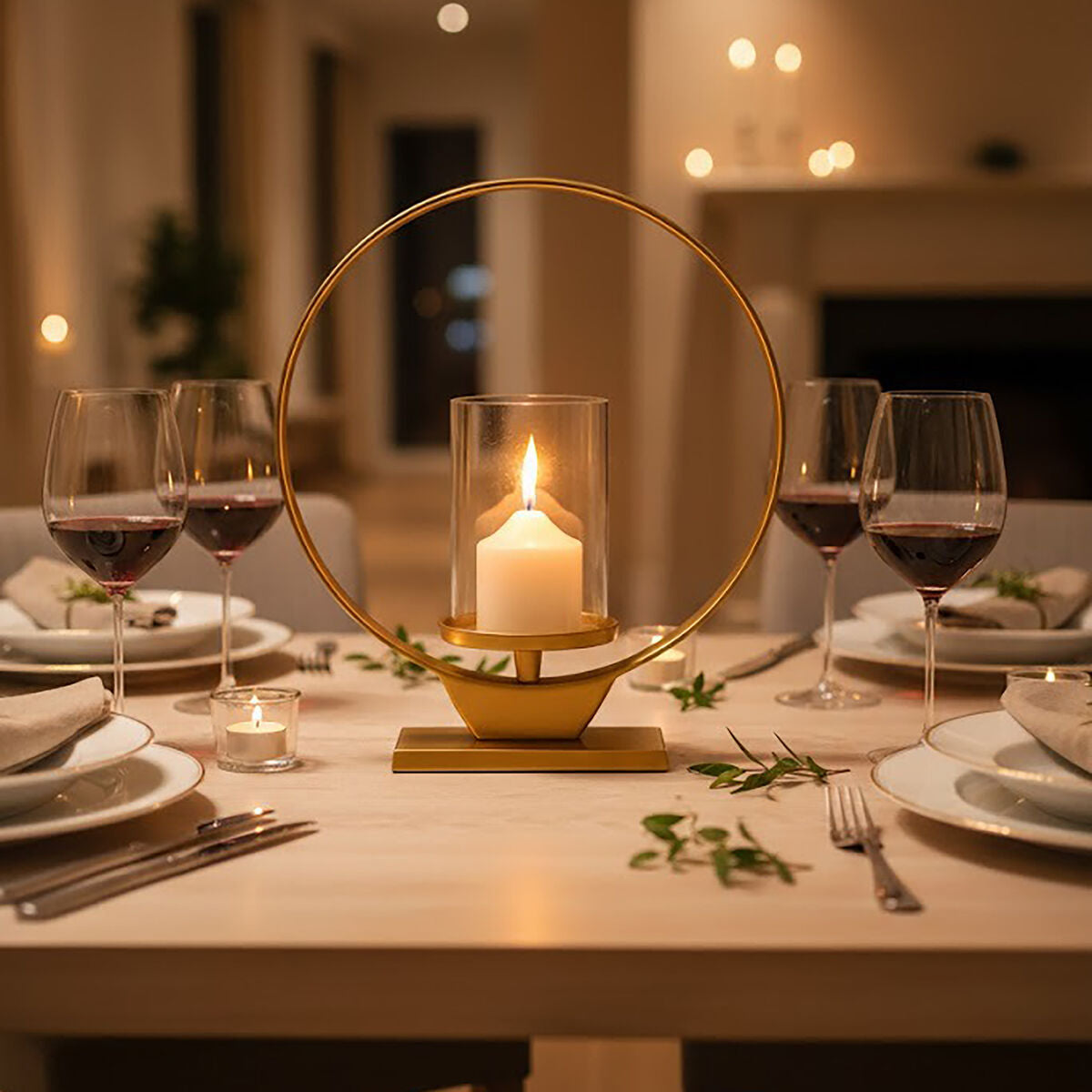 Cirqua Medium Gold Finish Candle Holder