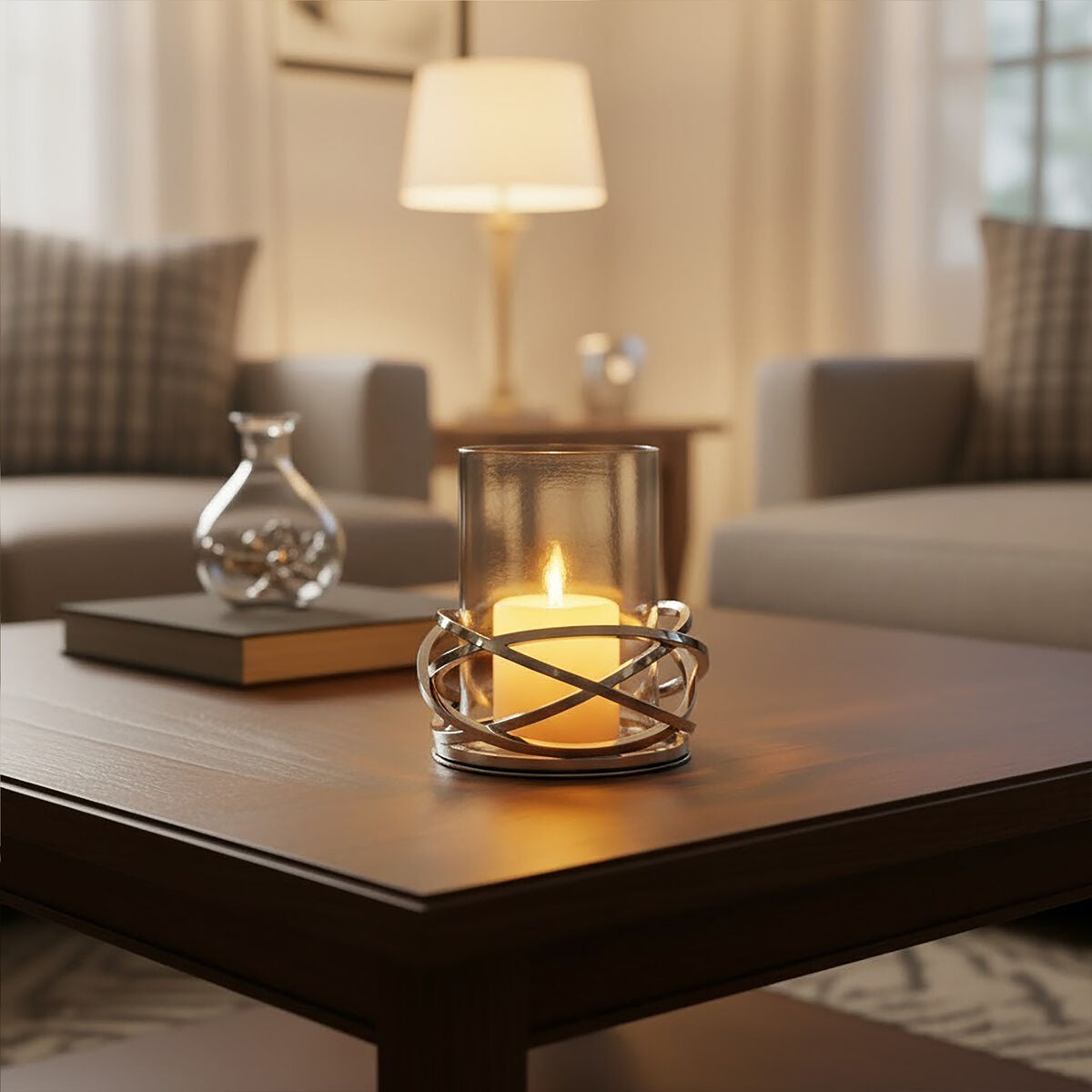 Luna Twist Small Silver Finish Candle Holder