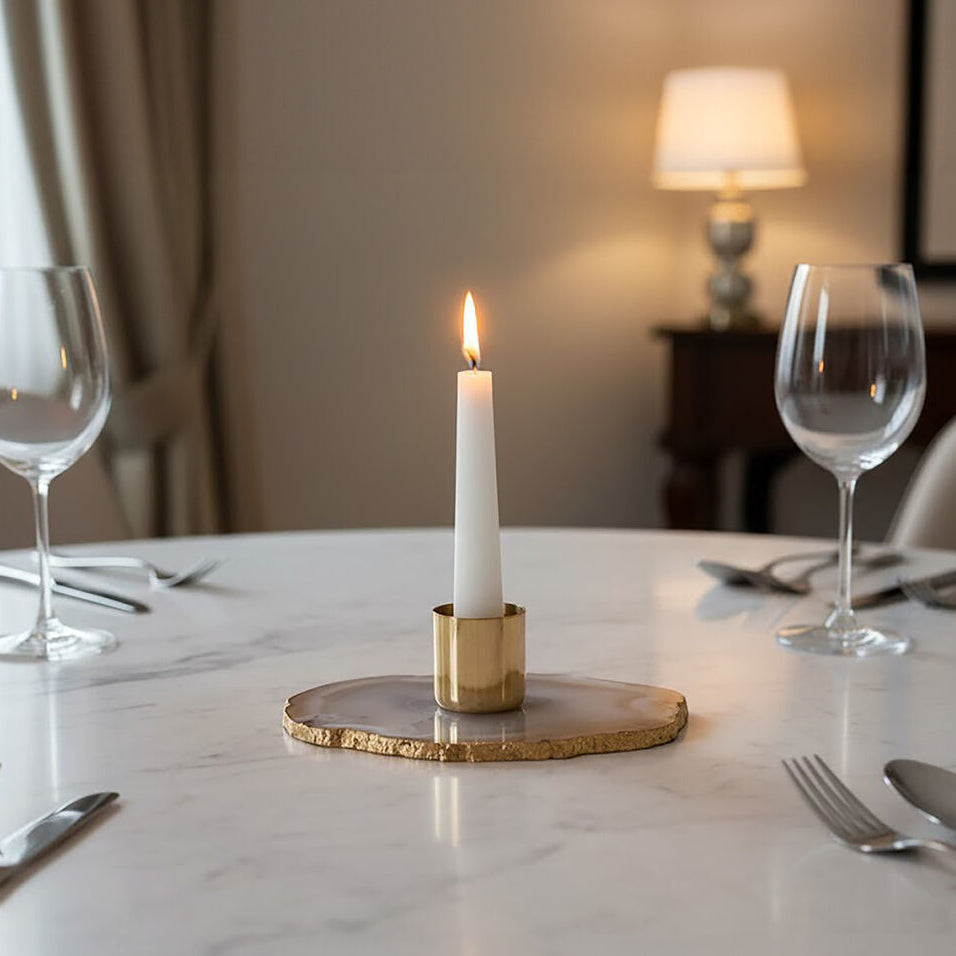 Bowerbird Agata Grey Agate Candle Holder - Image 2