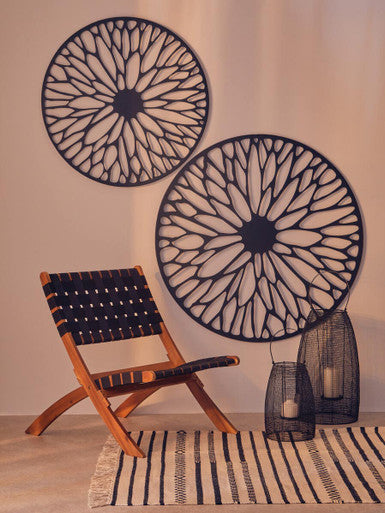 Trento Large Black Floral Design Wall Art