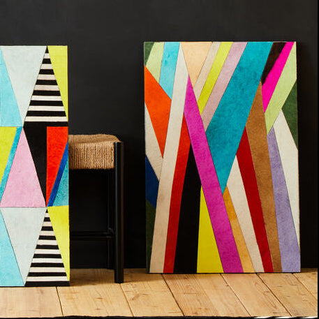 Safira Genuine Leather Striped Wall Art - Image 2