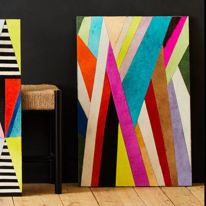 Safira Genuine Leather Striped Wall Art - Image 2