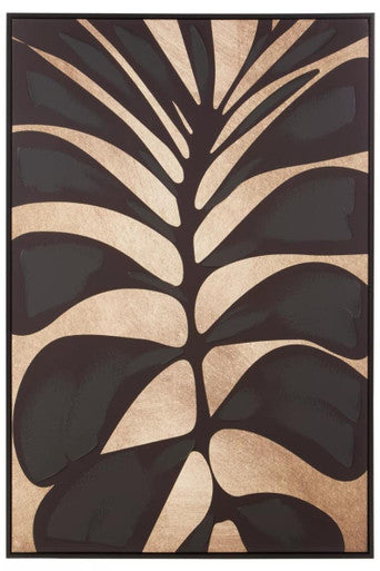 Astratto Canvas Black Leaf Design Wall Art - Image 1