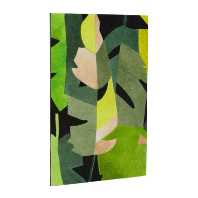 Safira Botanical Hair on Leather Patchwork Wall Art - Image 4