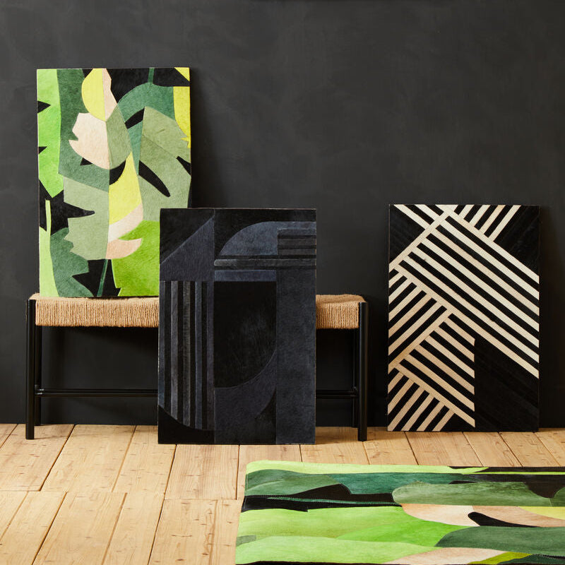 Safira Botanical Hair on Leather Patchwork Wall Art - Image 3