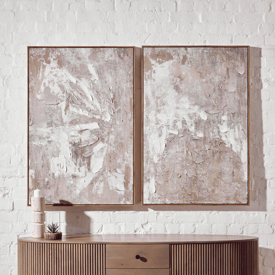 Astratto Set Of 2 Neutral Hued Textured Wall Art - Image 1