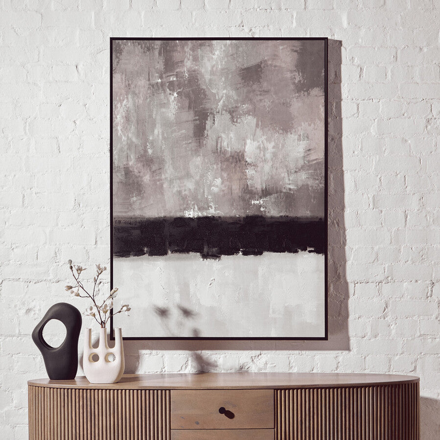 Astratto Monochrome Textured Canvas Wall Art - Image 1