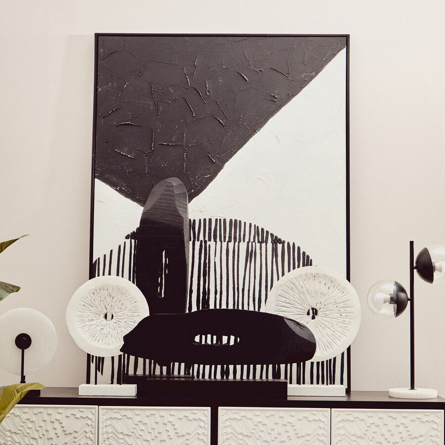 Astratto Black and White Abstract Hand Painted Wall Art - Image 3