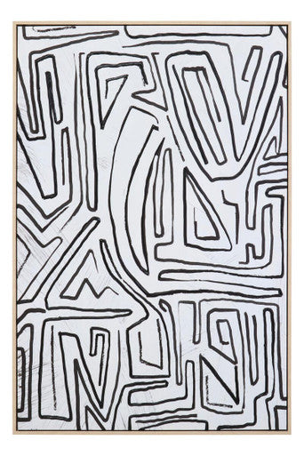 Astratto Abstract Black and Cream Textured Wall Art - Image 2