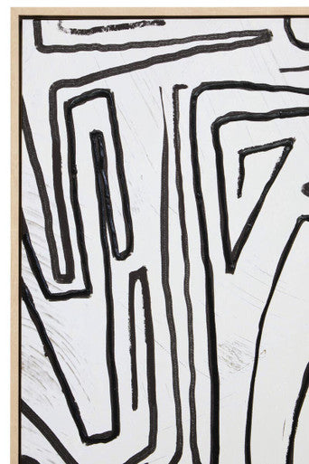 Astratto Abstract Black and Cream Textured Wall Art