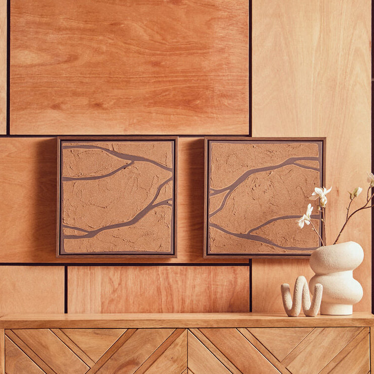 Astratto Set Of 2 Brown and Black Textured Wall Art - Image 1