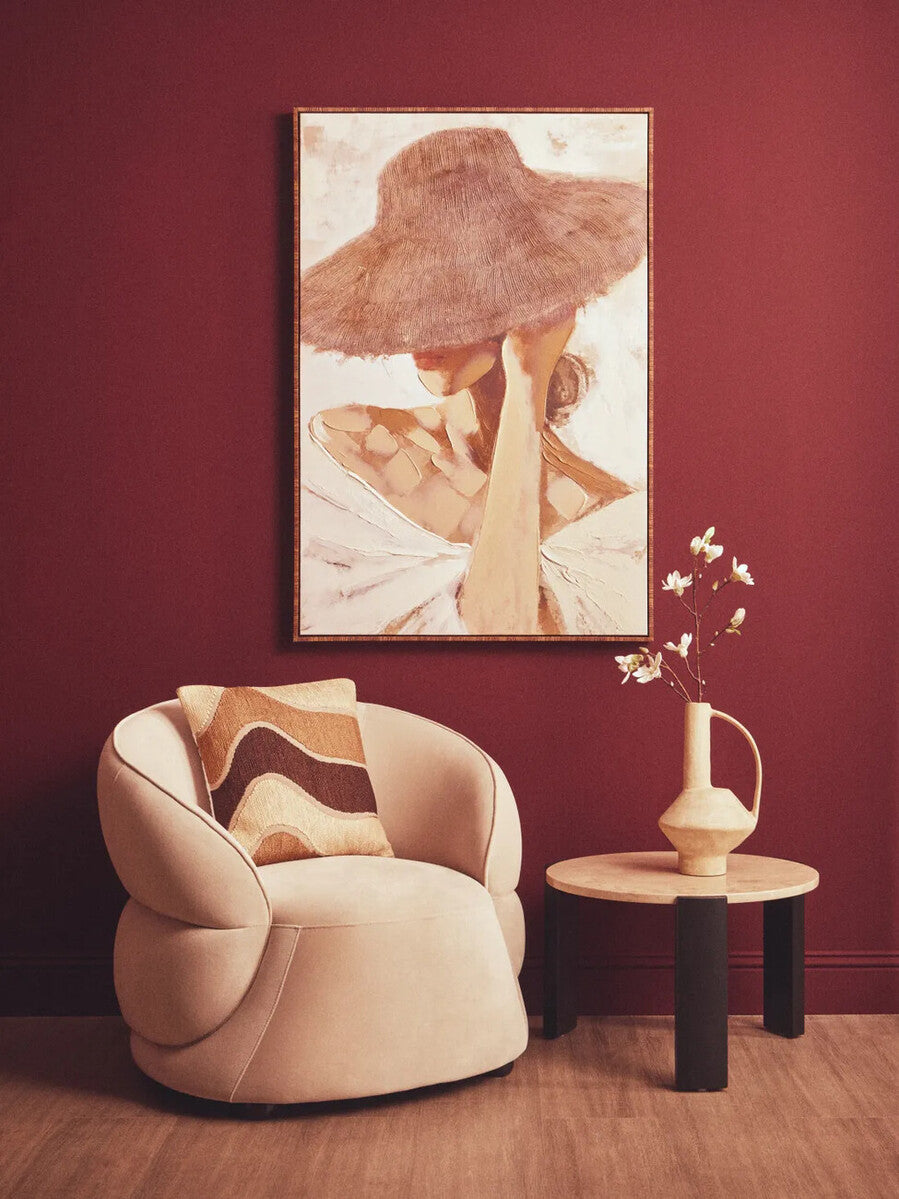 Astratto Textured Wall Art with Lady In The Straw Hat