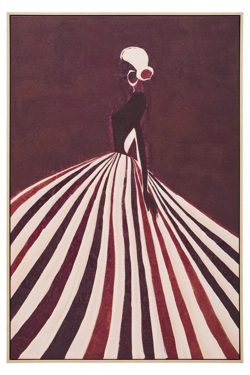 Astratto Textured Wall Art with Lady In The Stripe Dress