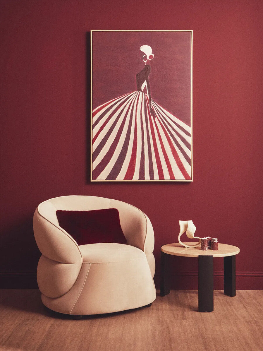 Astratto Textured Wall Art with Lady In The Stripe Dress