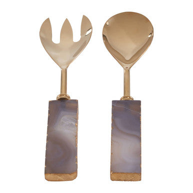 Bowerbird Agata Grey And Gold Serving Set - Image 1