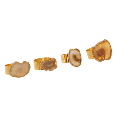 Bowerbird Agata Natural And Gold Napkin Rings