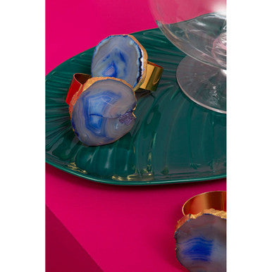 Bowerbird Blue Agate Napkin Rings
