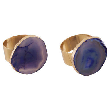 Bowerbird Blue Agate Napkin Rings