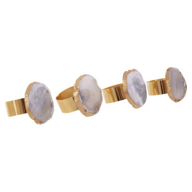 Bowerbird Agata Grey And Gold Napkin Rings - Image 3