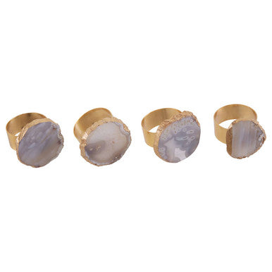 Bowerbird Agata Grey And Gold Napkin Rings - Image 4