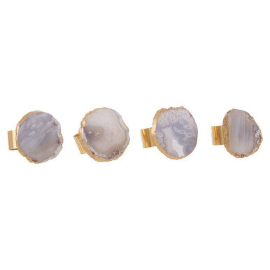 Bowerbird Agata Grey And Gold Napkin Rings - Image 1