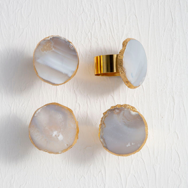 Bowerbird Agata Grey And Gold Napkin Rings - Image 2