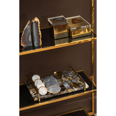 Bowerbird Agata Grey And Gold Napkin Rings - Image 5